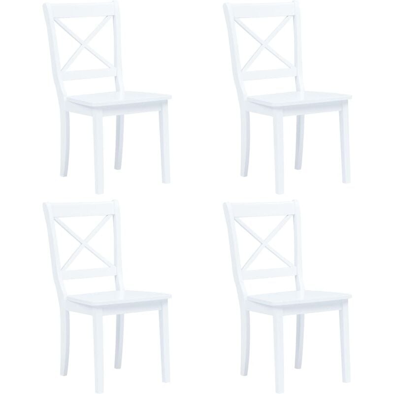 

vidaXL Madera Maciza de Caucho Sillas de Comedor 4 Unidades Blanco - Blanco
