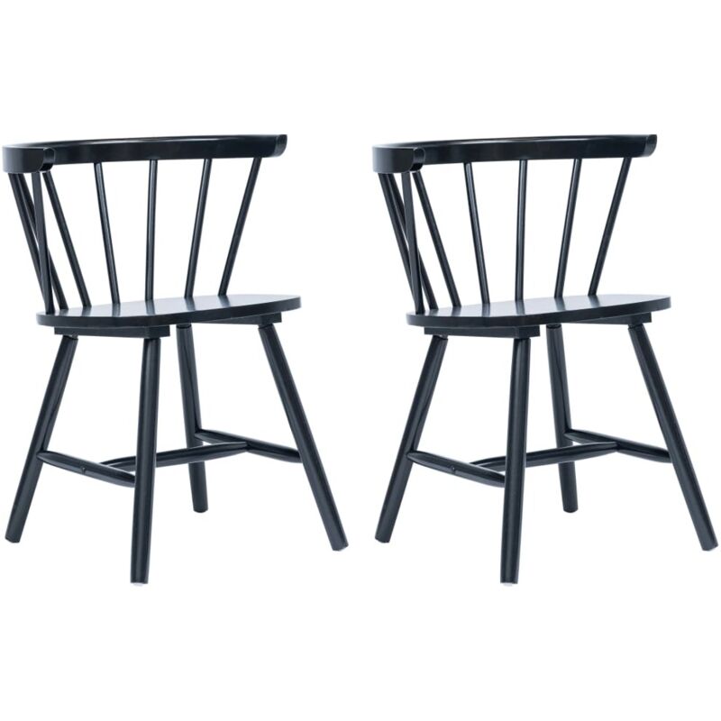 

Madera Maciza de Caucho Sillas de Comedor 2 Unidades Negro - Negro - Vidaxl