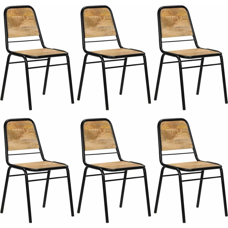 

vidaXL Sillas de Comedor 6 Unidades Madera Maciza de Mango - Negro