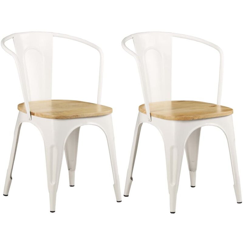

Sillas de comedor 2 unidades madera maciza de mango blanco