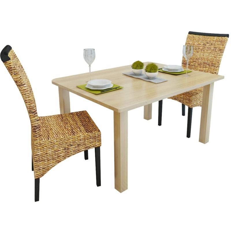 

Sillas de comedor 2 unidades madera maciza de mango y abacá - Marrón