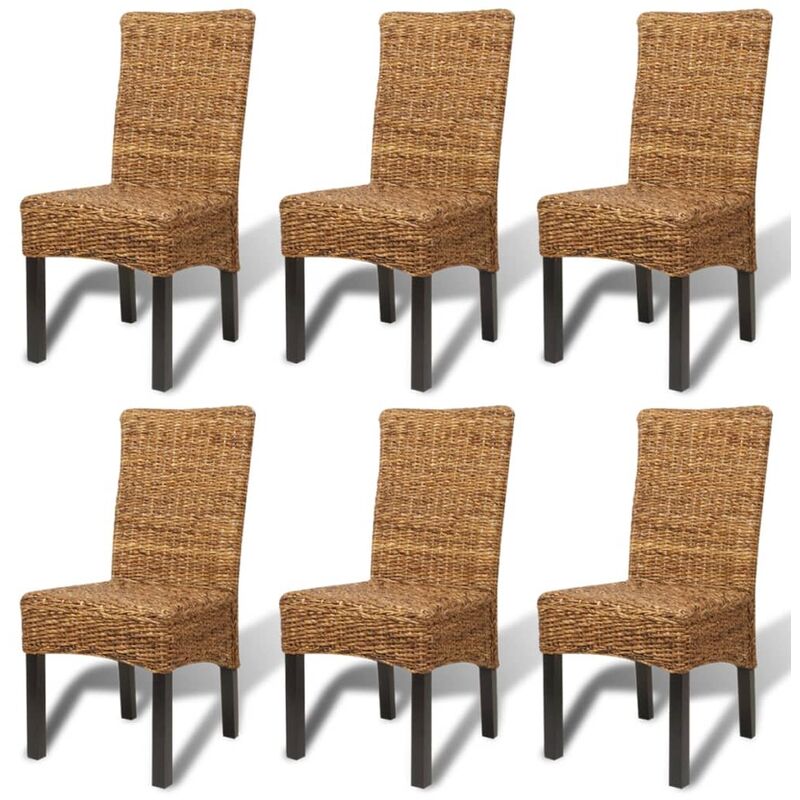 

Madera Maciza de Mango y Abacá Sillas de Comedor 6 Unidades - Marrón - Vidaxl
