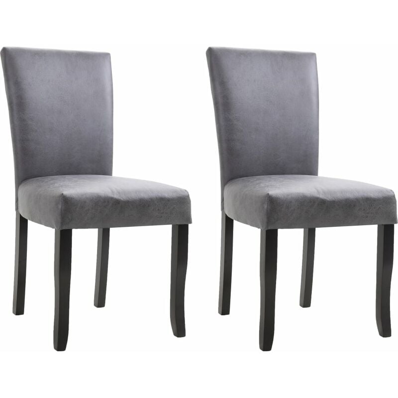 

Happyshopping - Sillas de comedor 2 unidades piel de ante artificial gris