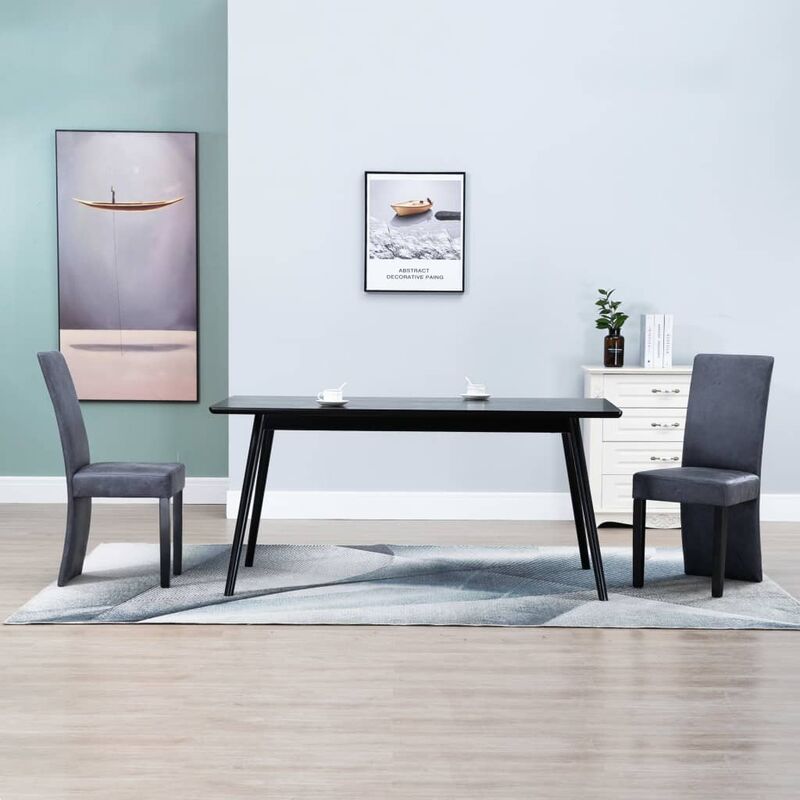 

Sillas de comedor 2 unidades piel de ante artificial gris