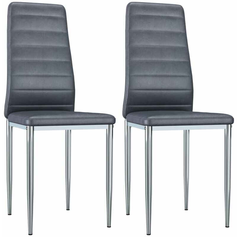 

Sillas de comedor 2 unidades piel de ante artificial gris