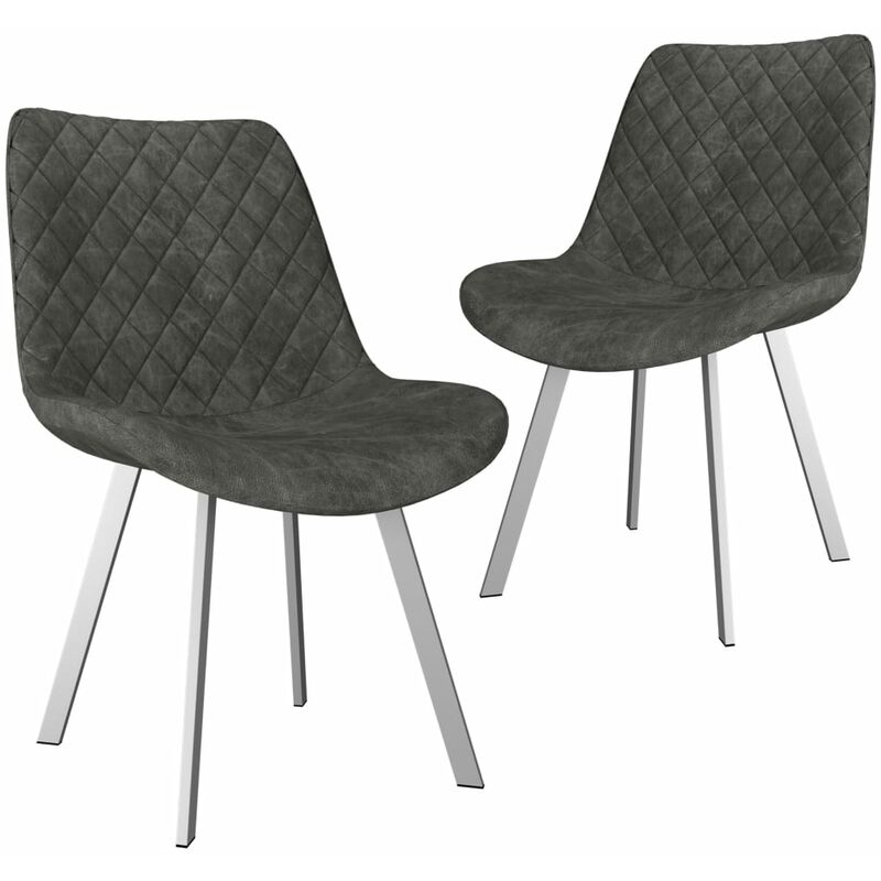 

vidaXL Sillas de Comedor Piel de Ante Artificial 2 Unidades Gris - Gris