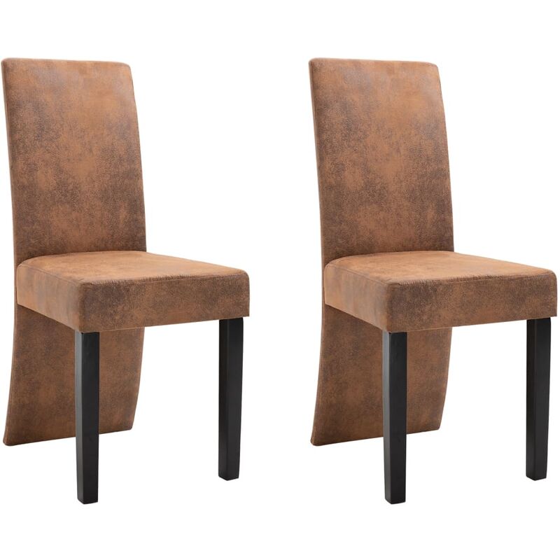 

vidaXL Sillas de Comedor 2 Unidades Piel de Ante Artificial Marrón - Marrón
