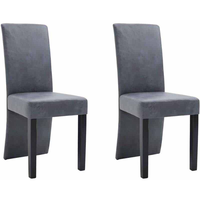 

vidaXL Sillas de Comedor 2 Unidades Piel de Ante Artificial Gris - Gris