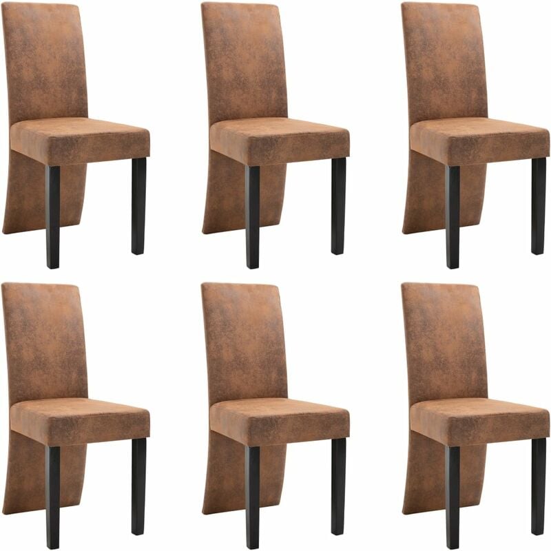 

Sillas de Comedor 6 Unidades Piel de Ante Artificial Marrón - Marrón - Vidaxl