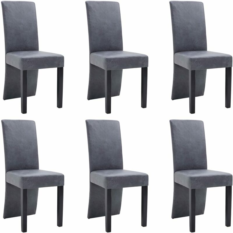 

vidaXL Sillas de Comedor 6 Unidades Piel de Ante Artificial Gris - Gris