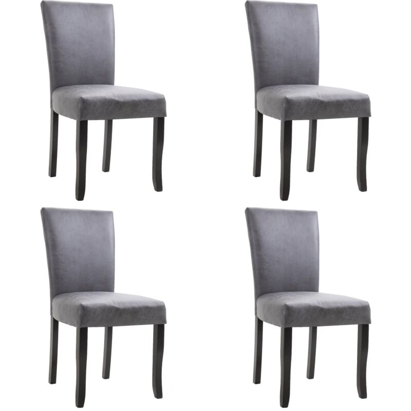 

vidaXL Sillas de Comedor Piel de Ante Artificial 4 Unidades Gris - Gris