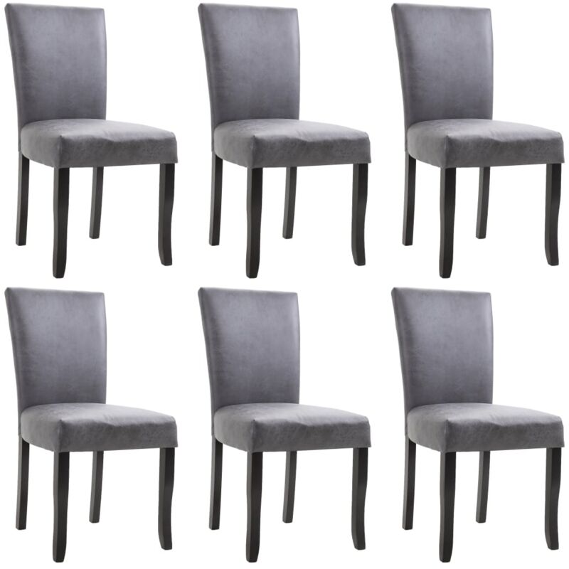 

Sillas de Comedor Piel de Ante Artificial 6 Unidades Gris - Gris - Vidaxl