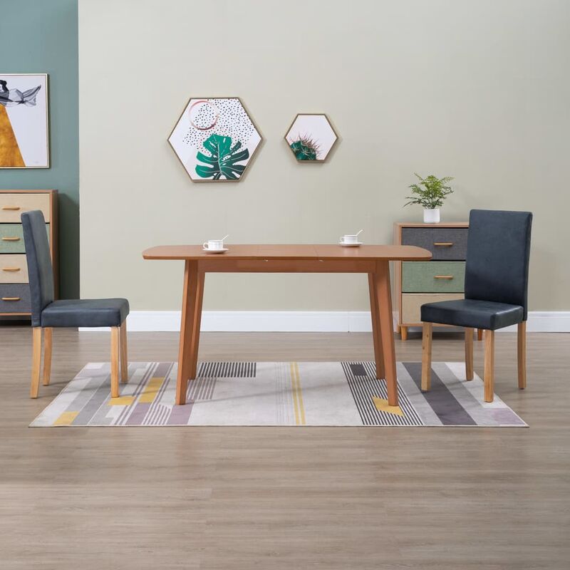 

Sillas de comedor 2 unidades piel de ante sintética gris