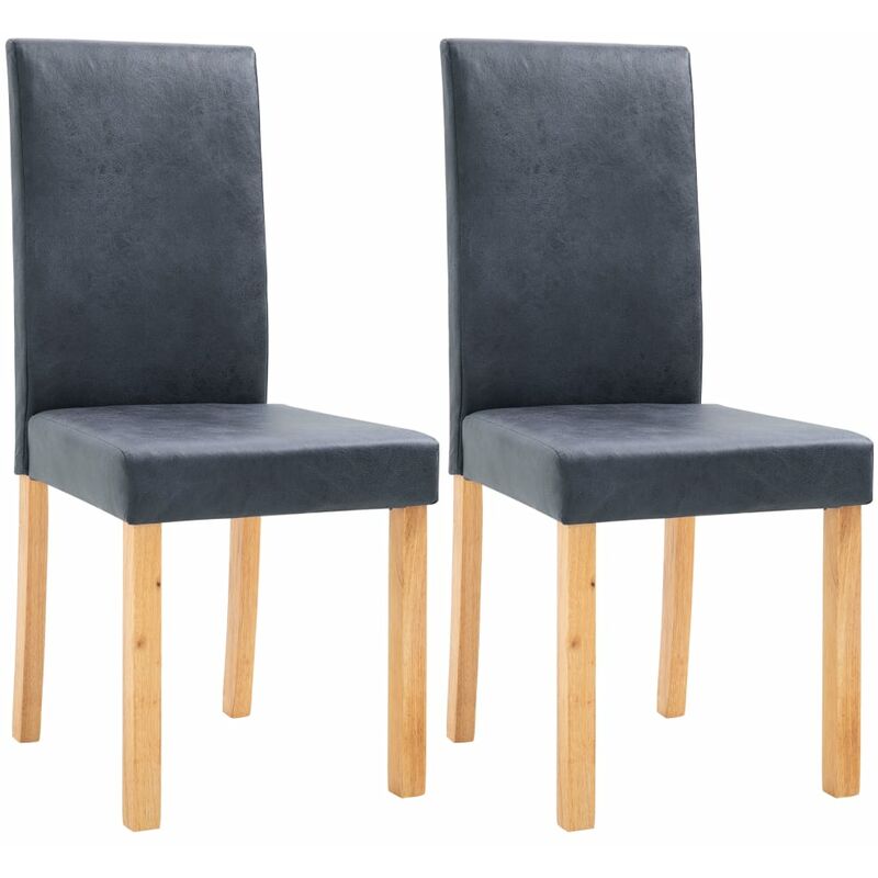 

vidaXL Sillas de Comedor Piel de Ante Artificial 2 Unidades Gris - Gris