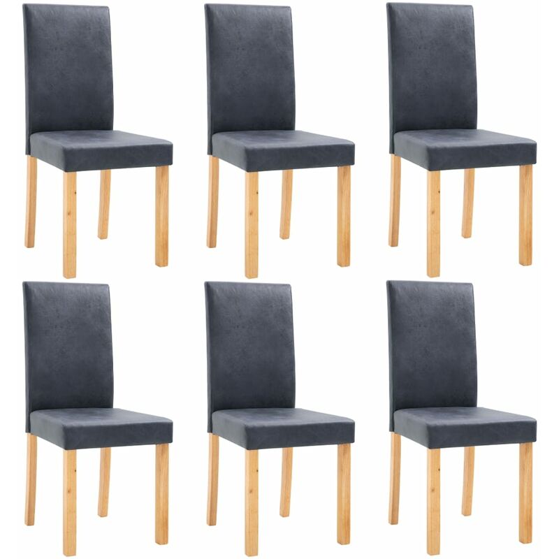 

vidaXL Sillas de Comedor Piel de Ante Artificial 6 Unidades Gris - Gris