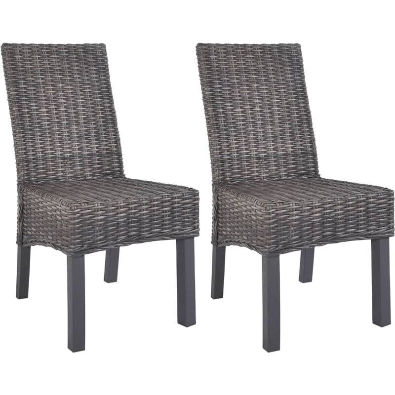 

Sillas de comedor 2 unidades ratán Kubu y madera mango marrón