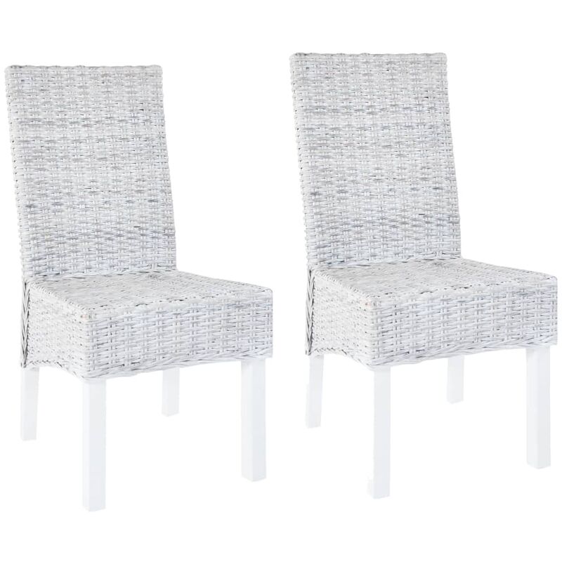 

Sillas de comedor 2 unidades ratán Kubu y madera mango gris - Gris