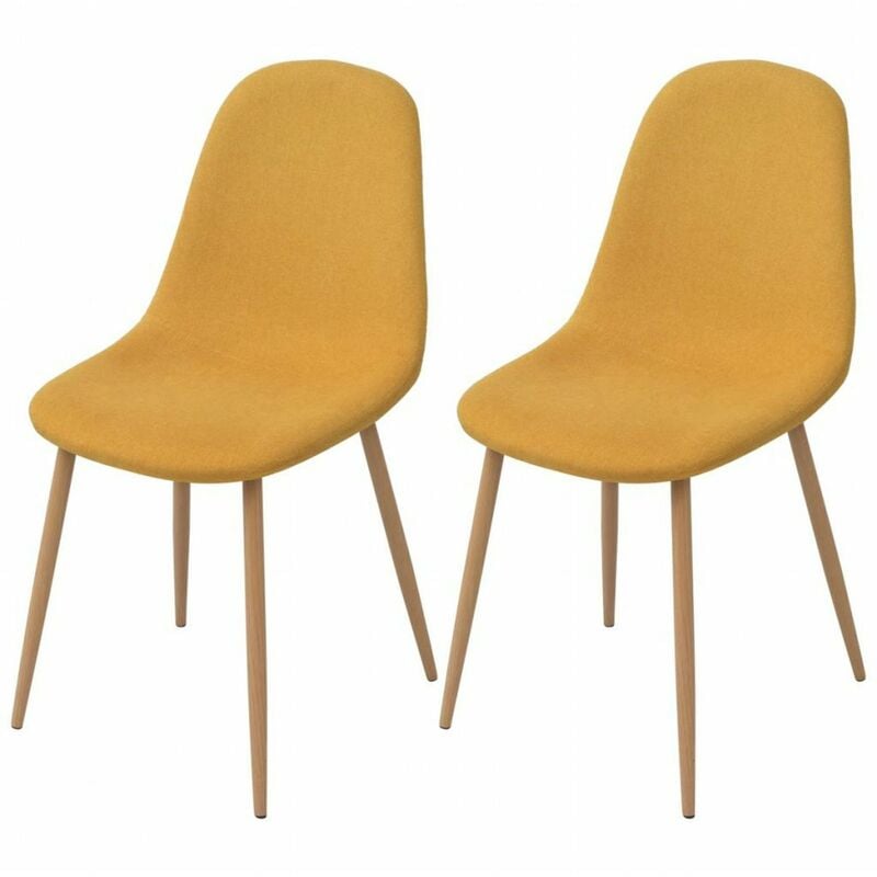 

Sillas de comedor 2 unidades tela amarilla