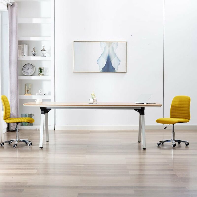 

Happyshopping - Sillas de comedor 2 unidades tela amarillo mostaza