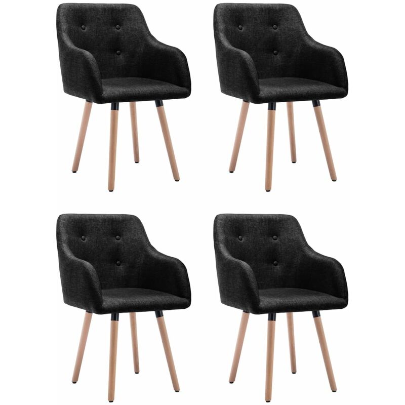 

vidaXL Sillas de Comedor Tela 4 Unidades Negra - Negro
