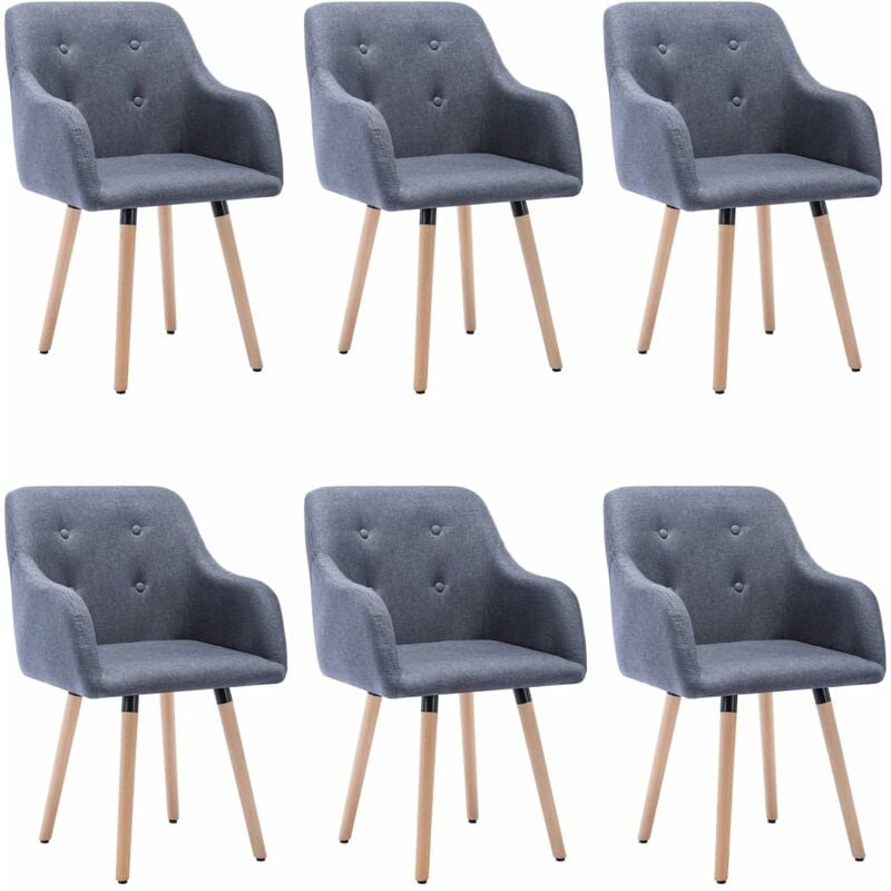 

vidaXL Sillas de Comedor Tela 6 Unidades Gris Claro - Gris