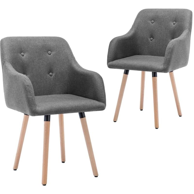 

vidaXL Sillas de Comedor Tela 2 Unidades Gris Claro - Gris