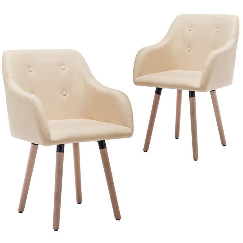 

vidaXL Sillas de Comedor Tela 2 Unidades Crema - Crema