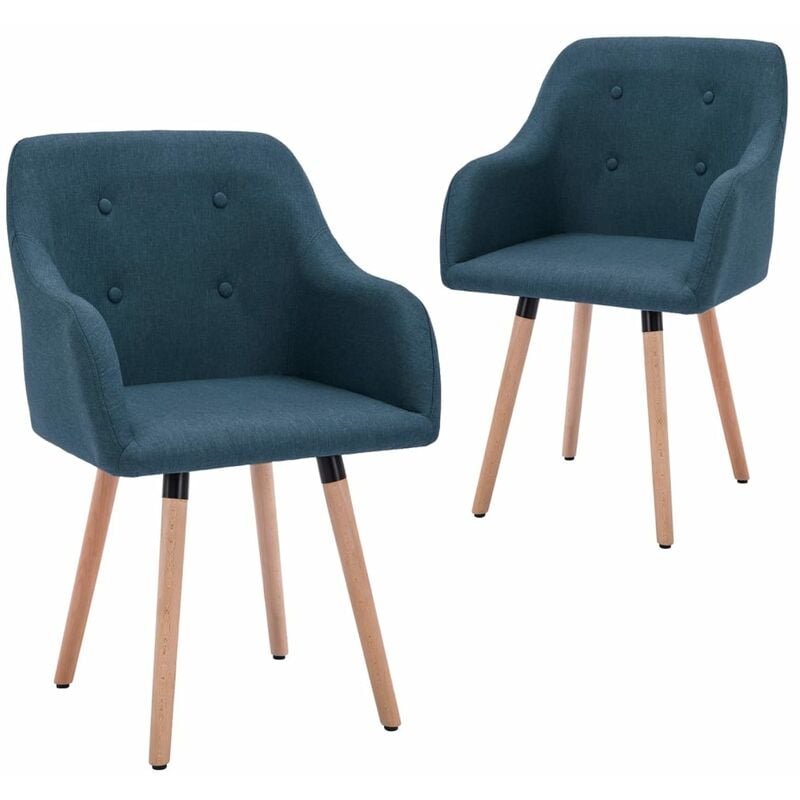 

vidaXL Sillas de Comedor Tela 2 Unidades Azul - Azul