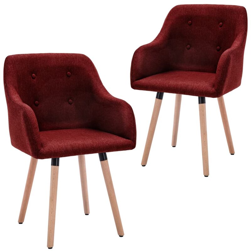 

vidaXL Sillas de Comedor Tela 2 Unidades Rojo Vino Tinto - Rojo
