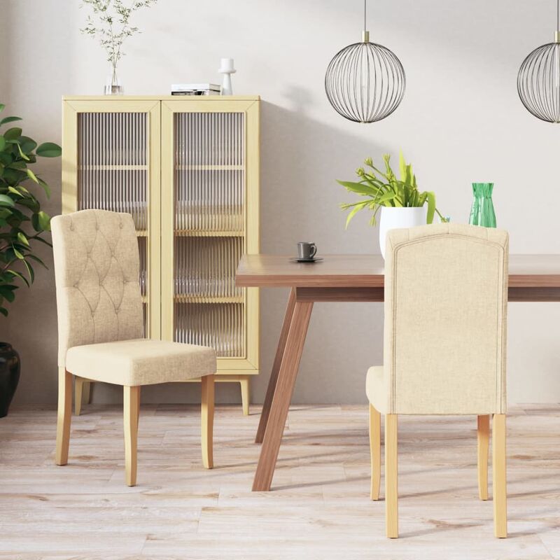 

Sillas de comedor 2 unidades tela color crema
