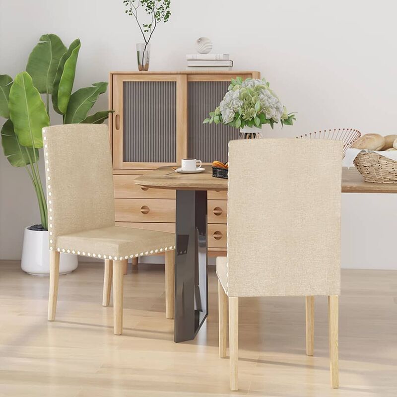 

Sillas de comedor 2 unidades tela color crema