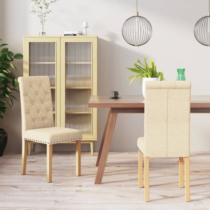 

Sillas de comedor 2 unidades tela color crema