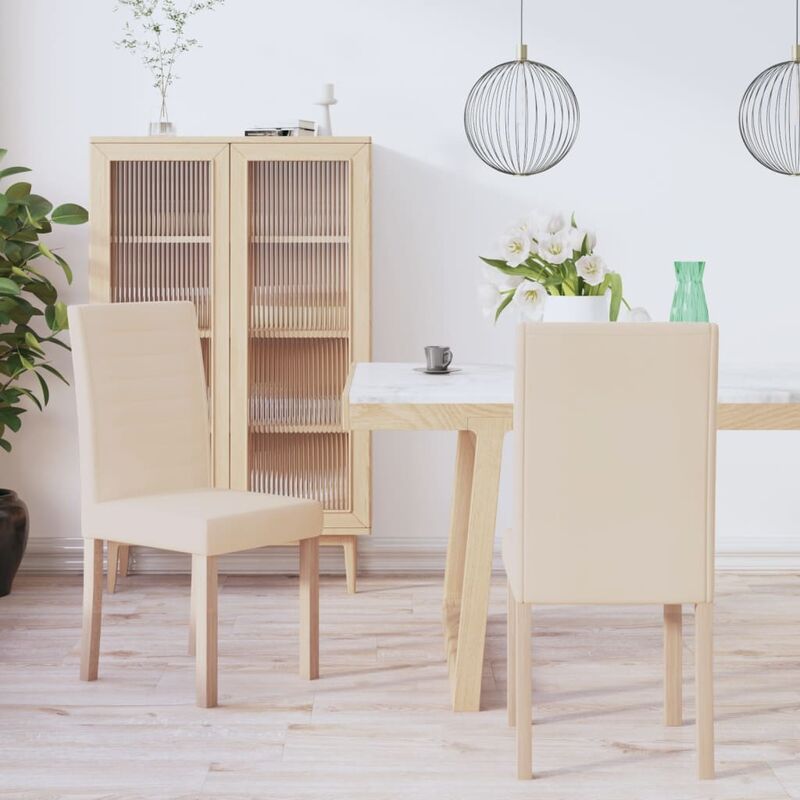 

Sillas de comedor 2 unidades tela color crema