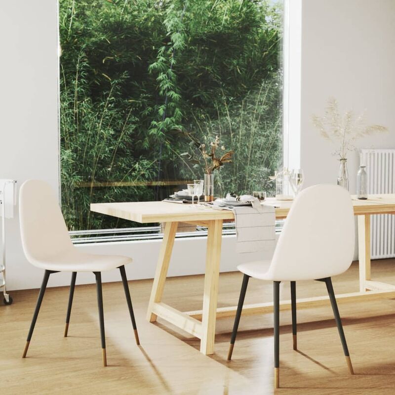 

Sillas de comedor 2 unidades tela color crema