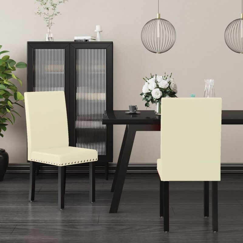 

Sillas de comedor 2 unidades tela color crema PVC