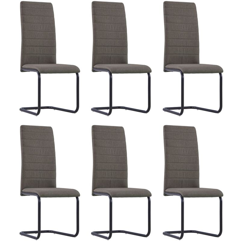 

Sillas de Comedor Voladizas Tela 6 Unidades Gris Taupe - Marrón - Vidaxl