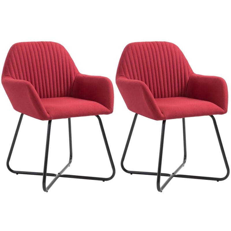 

Happyshopping - Sillas de comedor 2 unidades tela color vino tinto