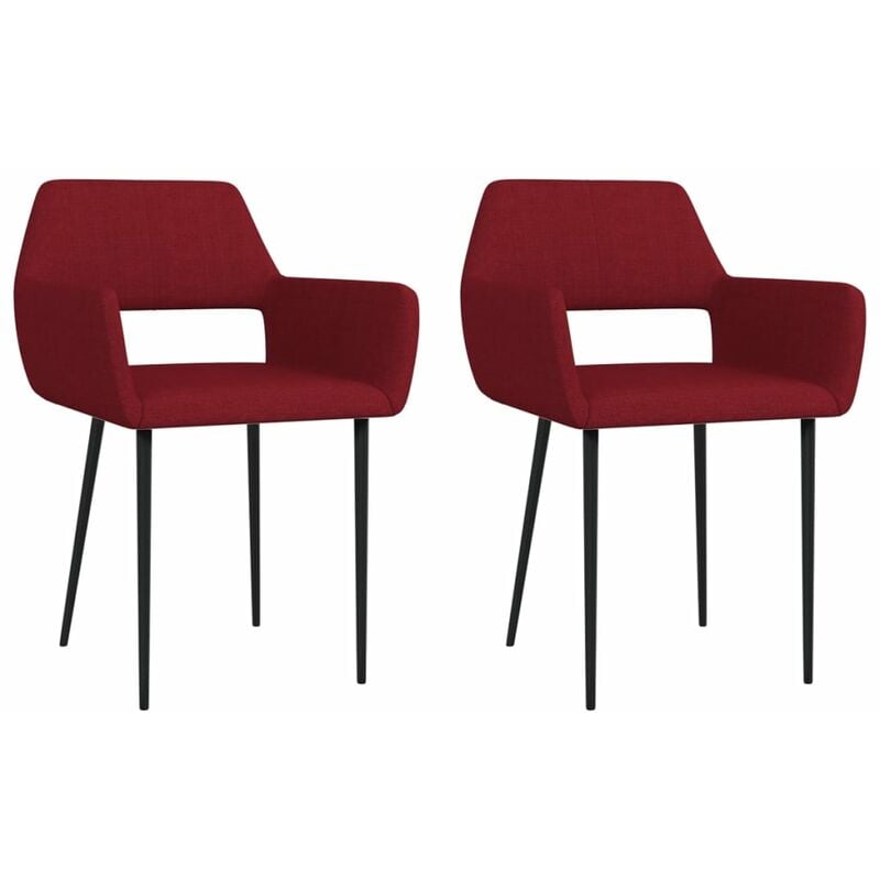 

Sillas de comedor 2 unidades tela color vino tinto - Rojo
