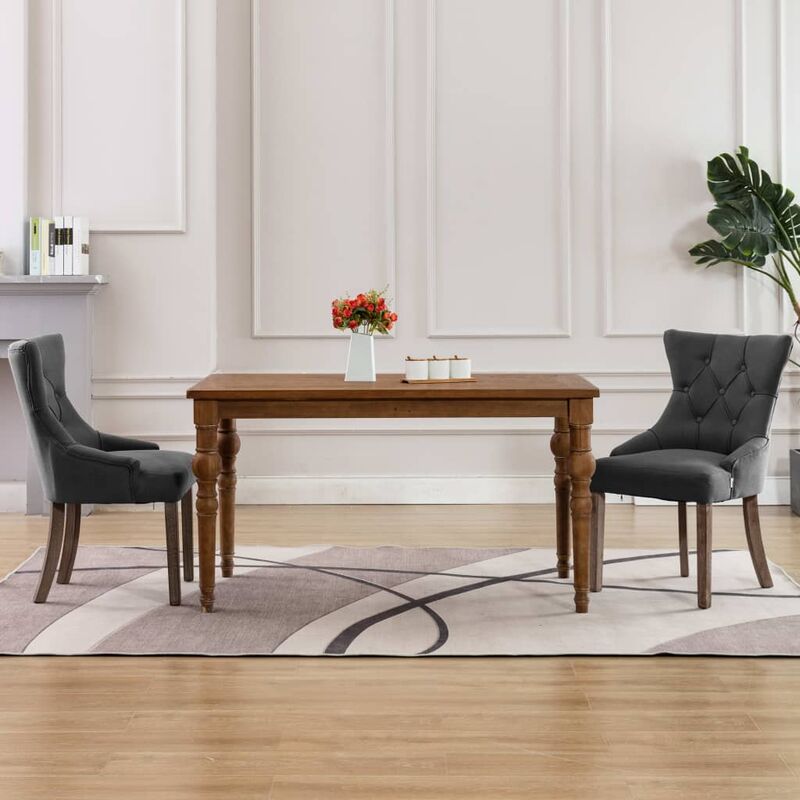 

Sillas de comedor 2 unidades tela gris