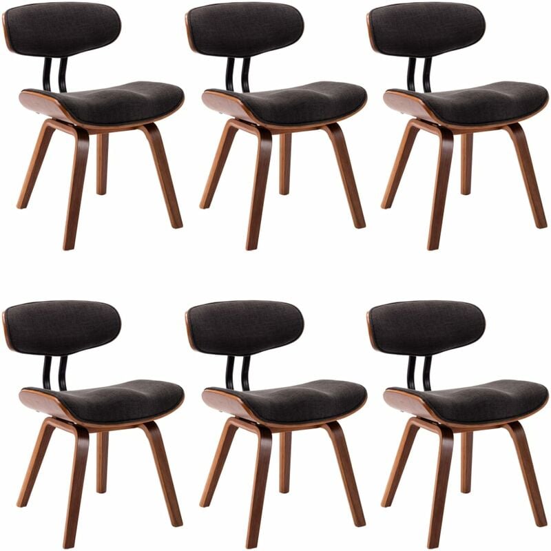 

Madera Curvada Sillas de Comedor Tela Gris 6 Unidades - Gris - Vidaxl