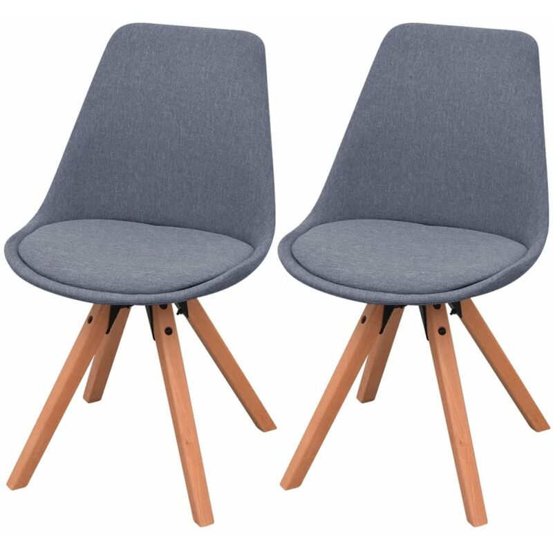 

Happyshopping - Sillas de comedor 2 unidades tela gris claro