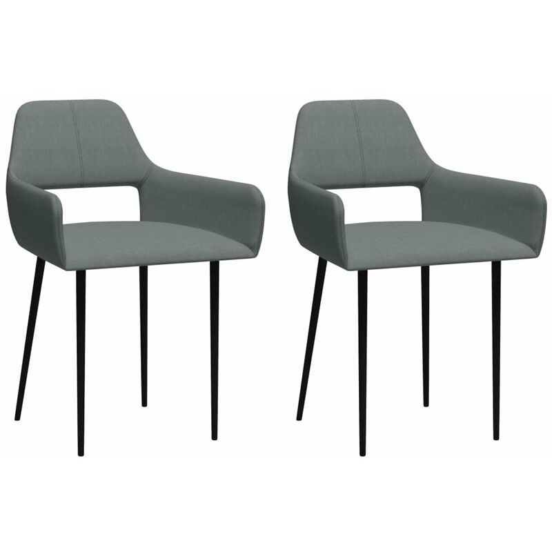 

Happyshopping - Sillas de comedor 2 unidades tela gris claro