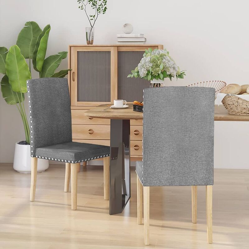 

Sillas de comedor 2 unidades tela gris claro