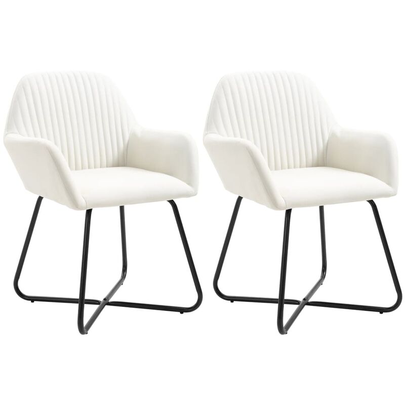 

vidaXL Sillas de Comedor de Tela 2 Unidades Crema - Crema