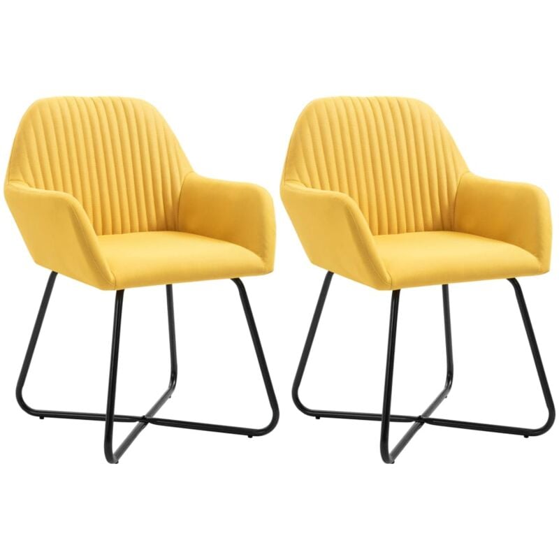 

vidaXL Sillas de Comedor de Tela 2 Unidades Amarillo - Amarillo