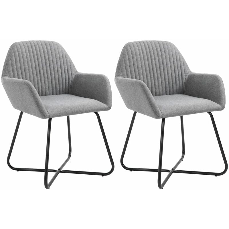 

vidaXL Sillas de Comedor de Tela 2 Unidades Gris Claro - Gris