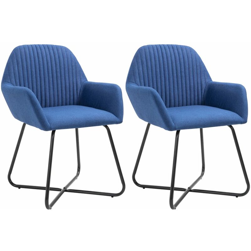 

vidaXL Sillas de Comedor de Tela 2 Unidades Azul - Azul
