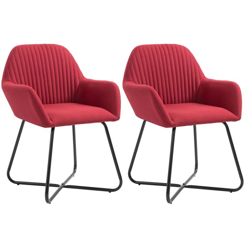 

vidaXL Sillas de Comedor de Tela 2 Unidades Vino Tinto - Rojo