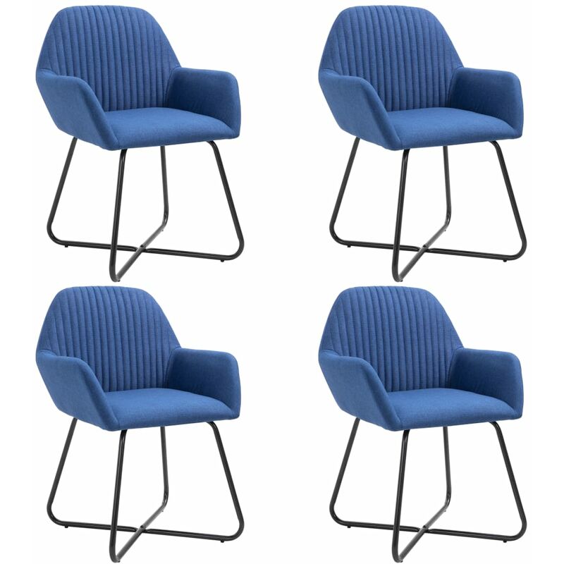 

vidaXL Sillas de Comedor de Tela 4 Unidades Azul - Azul