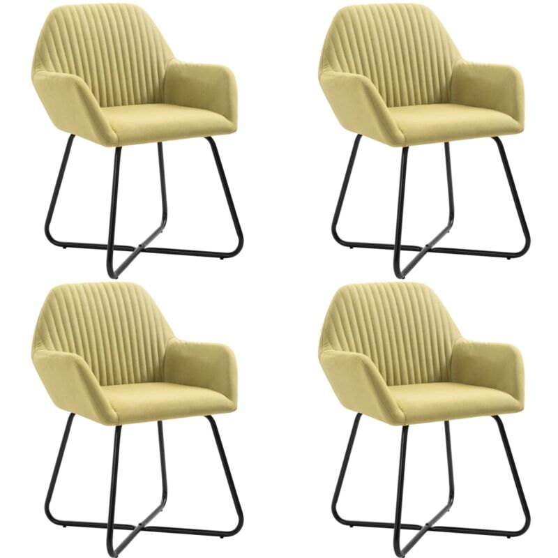 

vidaXL Sillas de Comedor de Tela 4 Unidades Verde - Verde